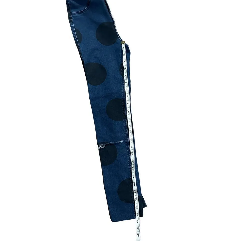 Zara Trafaluc Slit Knee Jegging Jeans Women's Size 00 Raw Hem Polka Dot - Image 8