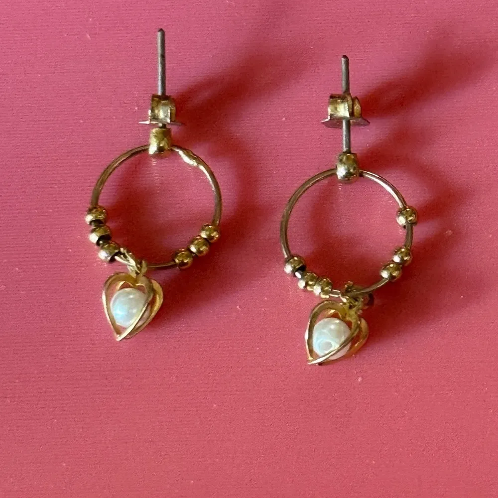 Gold Heart Hoop Earrings - Image 2
