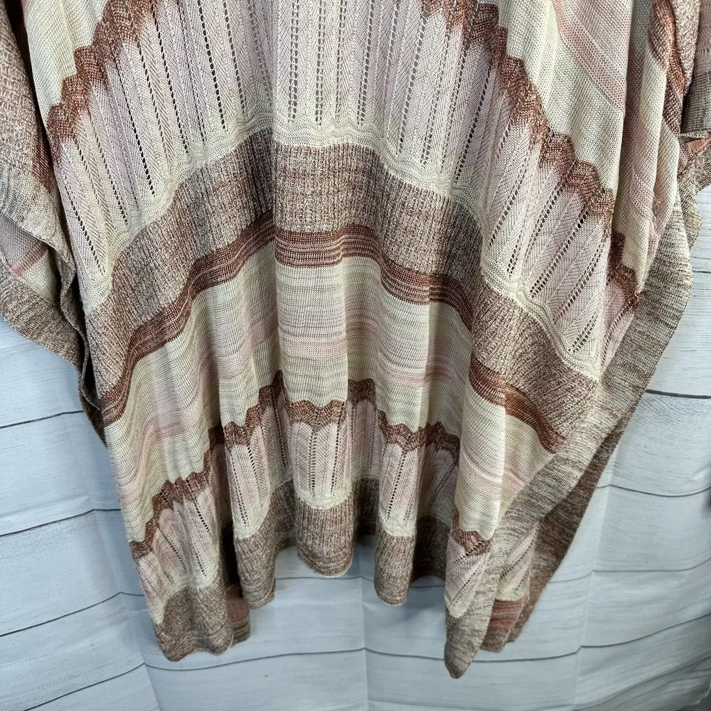 Chicos Womens size Large XL Textured Shine Stripe Ruana Wrap Open Sweater FLAW - Image 5