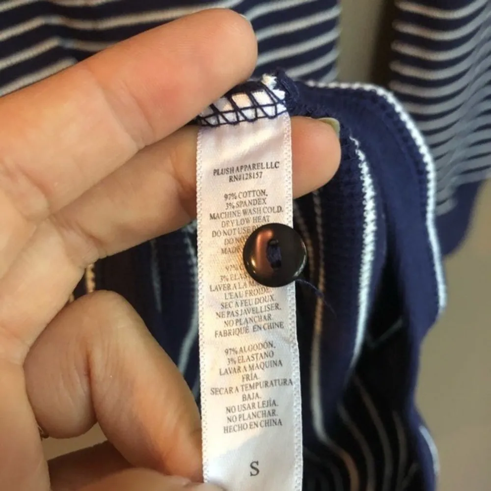 NWT PLUSH Thermal‎ Pj Romper In Navy/cream Small Blue - Image 8