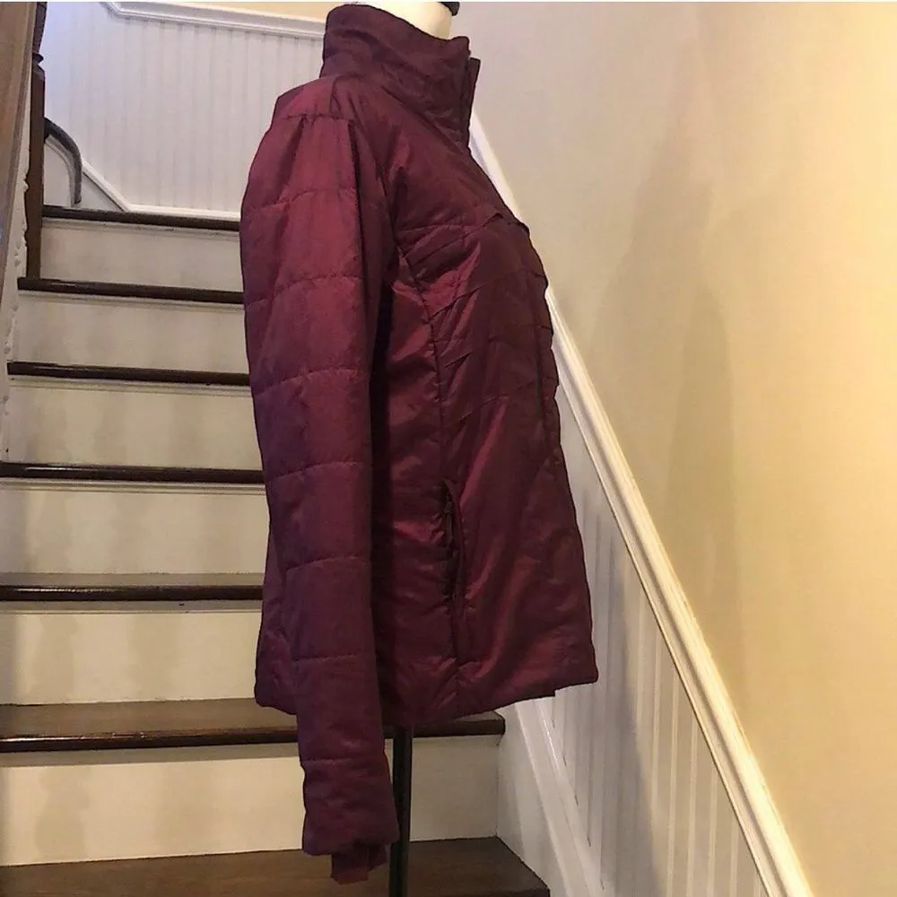 COLUMBIA OmniHeat Burgundy Quilted Insulated Jacket Thumbholes Zipper Pockets LG - Image 4