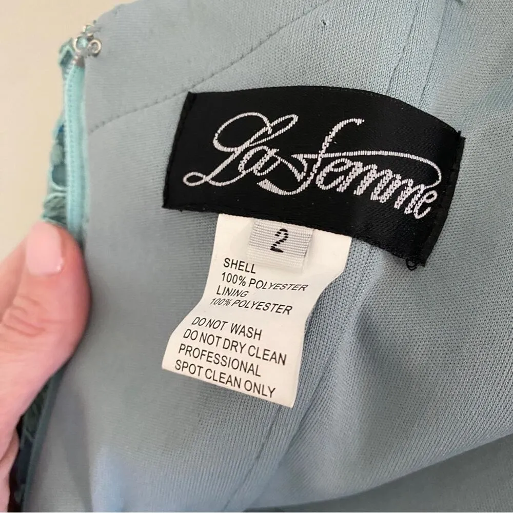 La Femme Formal Gown Beaded Lace Short-sleeved Mermaid Prom Dress 2 - Image 15