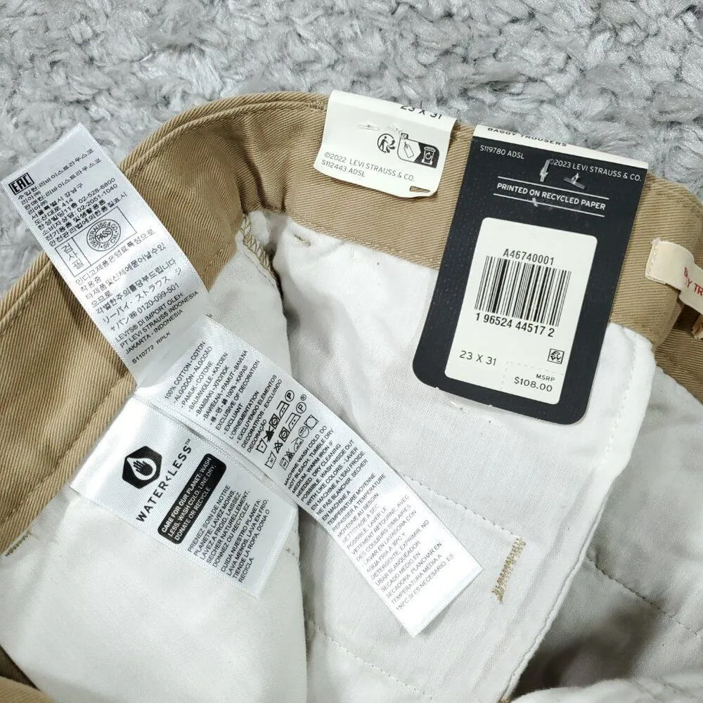 Levi's Baggy Trouser Pants Khaki Tan Twill Loose Y2K Trousers Women's Size 23x31 - Image 6