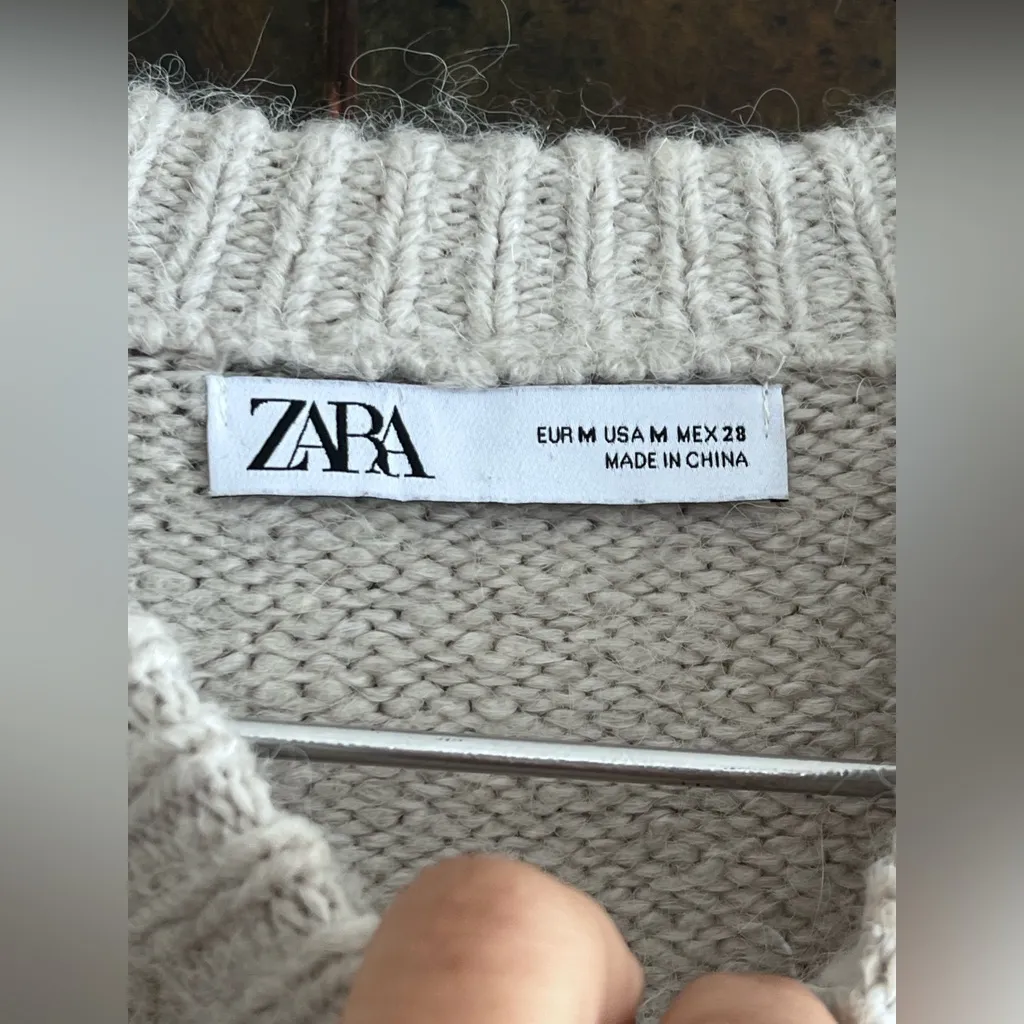 Zara Women’s Cropped Sweater In Taupe Alpaca & Wool Blend - Image 12