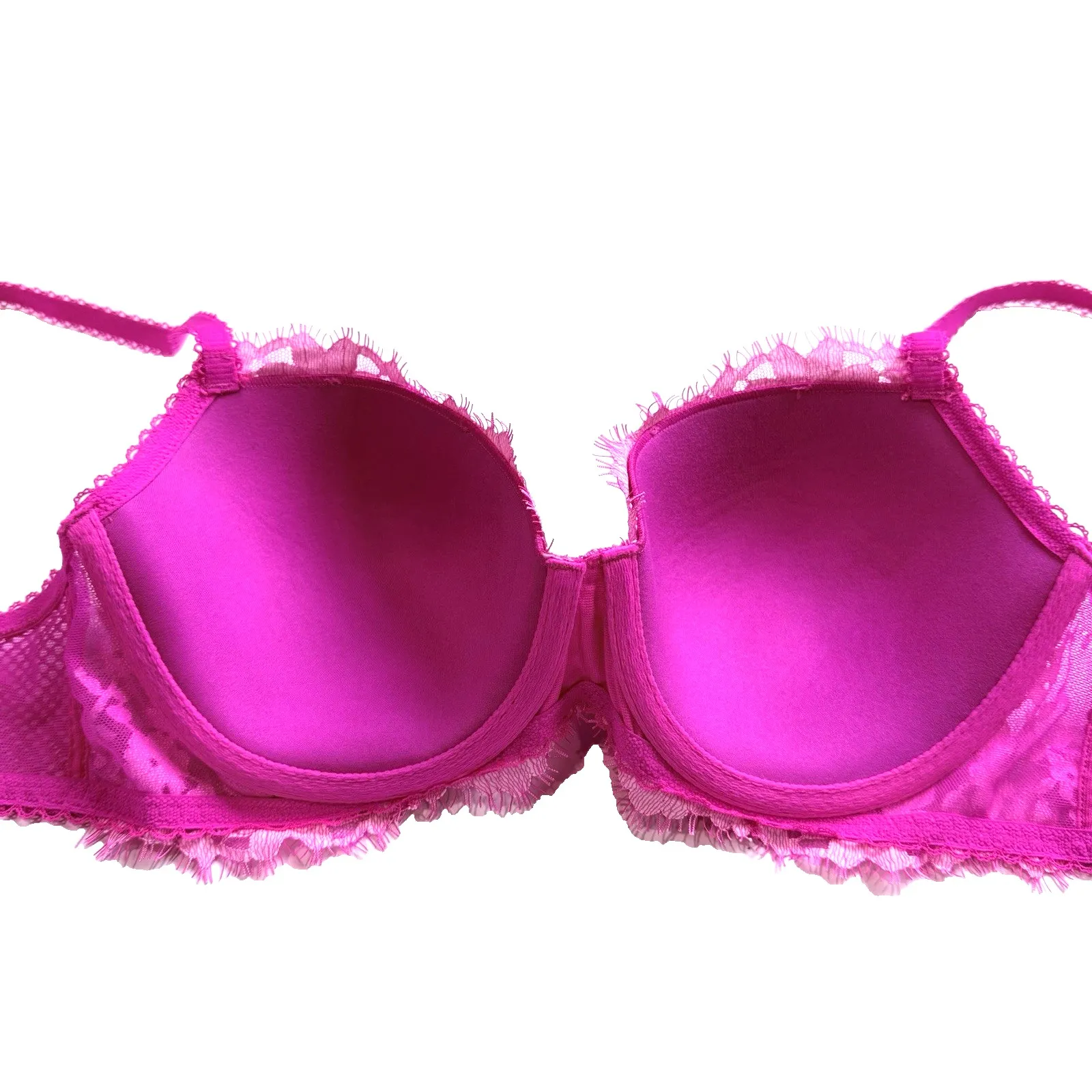 Victorias Secret Dream Angel Lined Lace Demi Bra 36 C Pink Fishnet Underwire Cup - Image 7