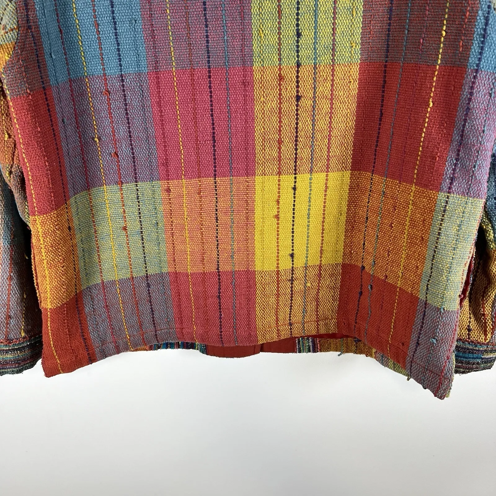 TRAVEL SMITH PATCHWORK ARTSY BOHO JACKET BUTTON DOWN Women's Size Large Colorful - Image 9