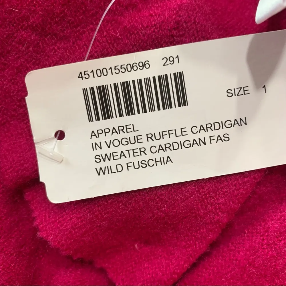 NWT Chicos Fuchsia Wool Ruffle Sweater Cardigan Jacket medium - Image 5