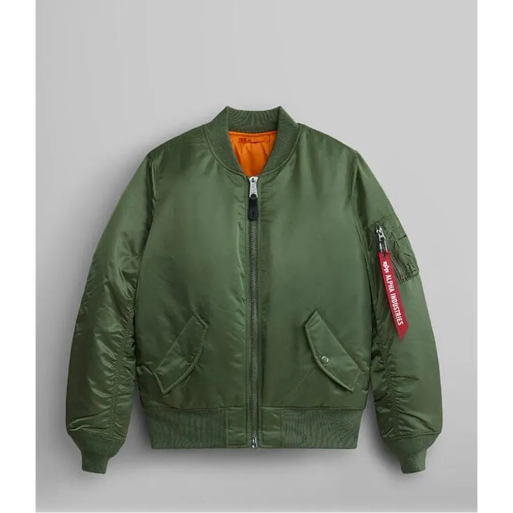 NWT Alpha Industries Reversible‎ MA-1 Bomber Jacket Olive Orange Womens, L - Image 6