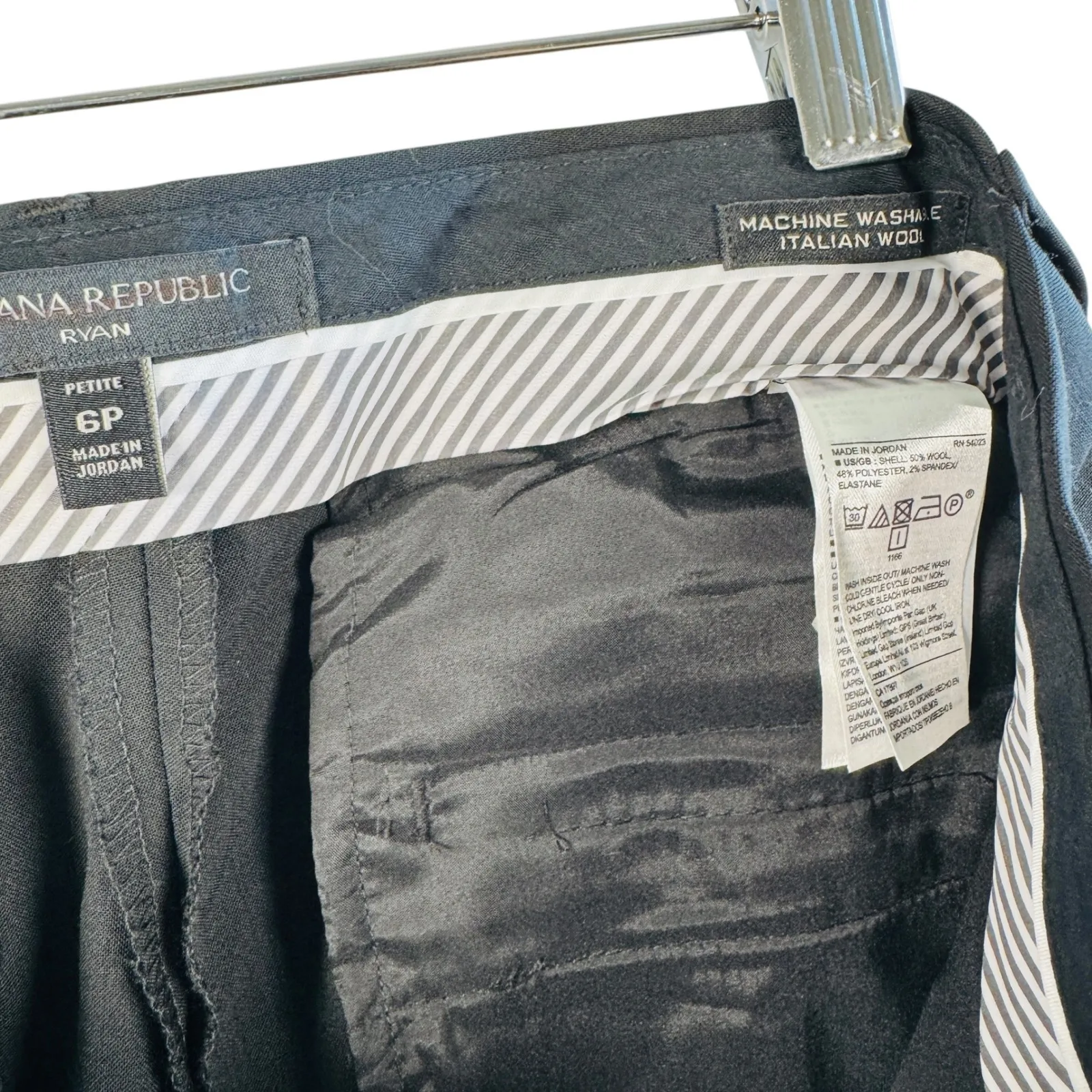 Banana Republic Ryan Italian Wool Dress Pants Black 6P Petite Machine Wash Lined - Image 3