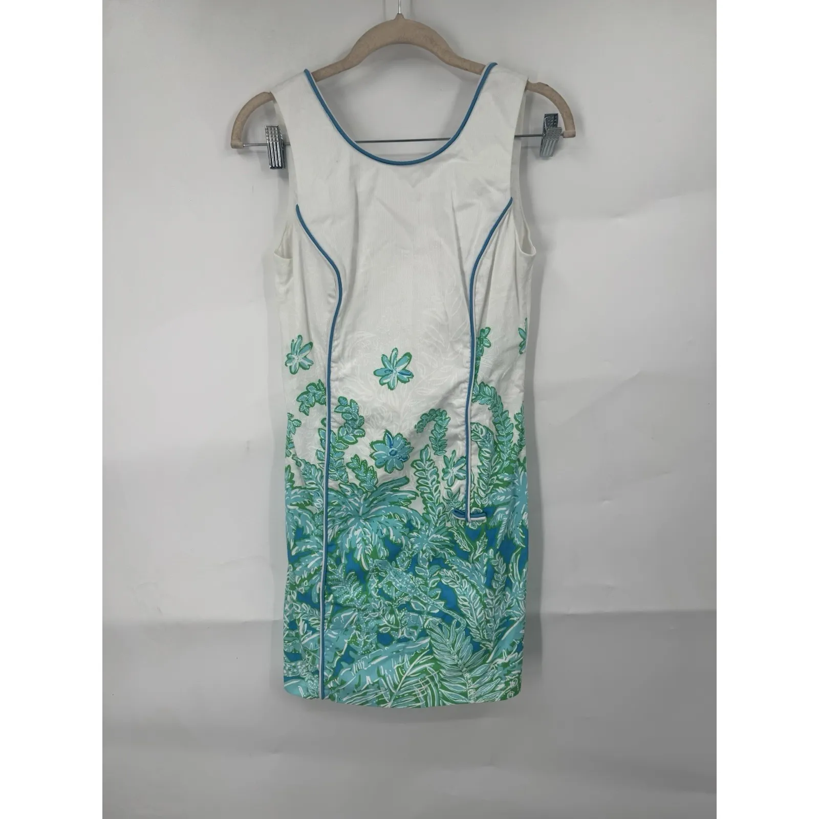 Lilly Pulitzer Carlow Shift Mini Dress Women 2 White Blue Preppy Coastal Beach - Image 3