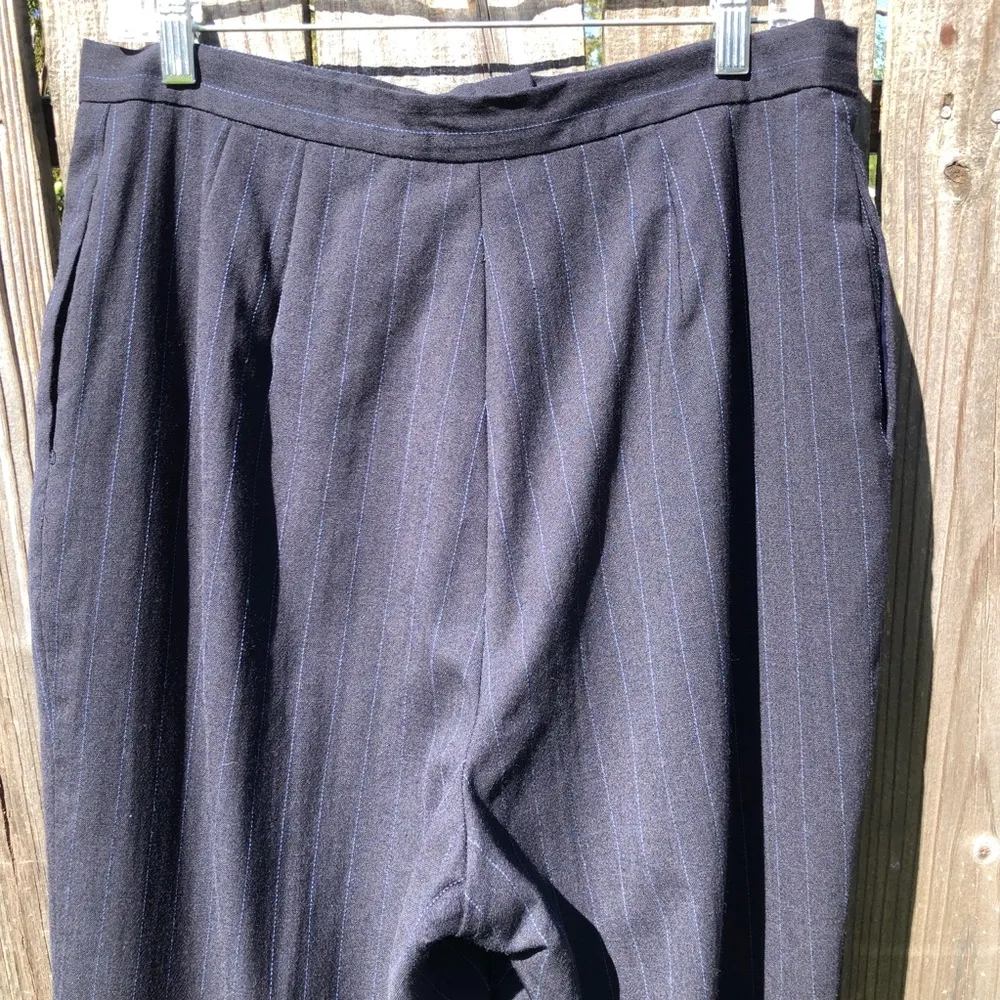 Vintage  Wool Blue Pin Striped Pant Suit 14 - Image 7