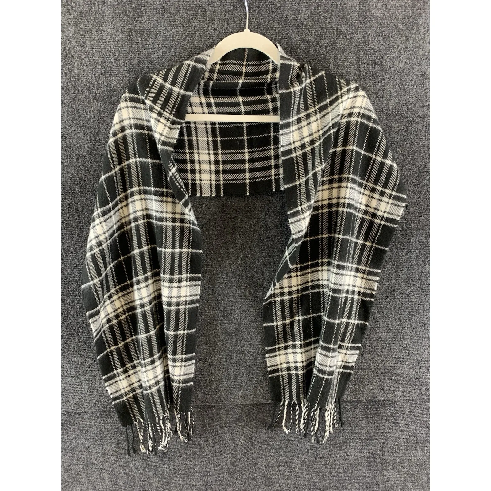 Merona Women’s Scarf Flannel Plaid Black White One Size - Image 2