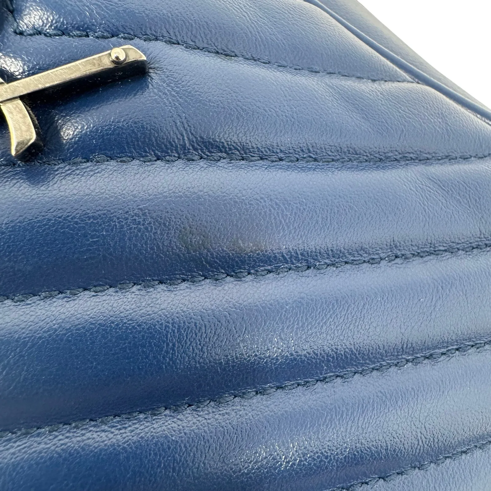 Saint Laurent YSL Lou Camera Bag Cobalt Blue Quilted Leather Silver Hardware - Image 9