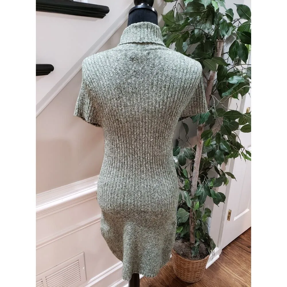 J. J. Always Women's Green Cotton High Neck Short Sleeve Knee Length Dress Large - Image 8