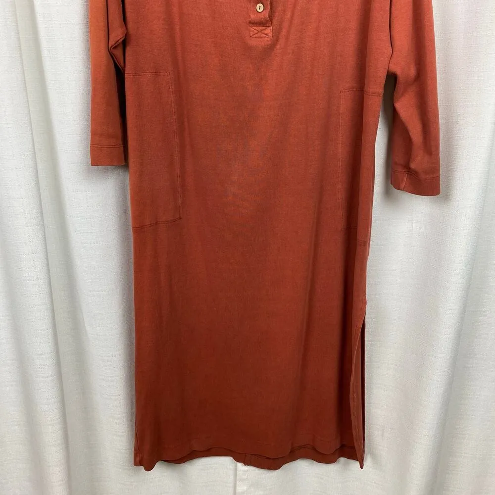 Free People Beach Red Rust Dream Of You Henley Cotton Oversized Dress Sz.XS - Image 6