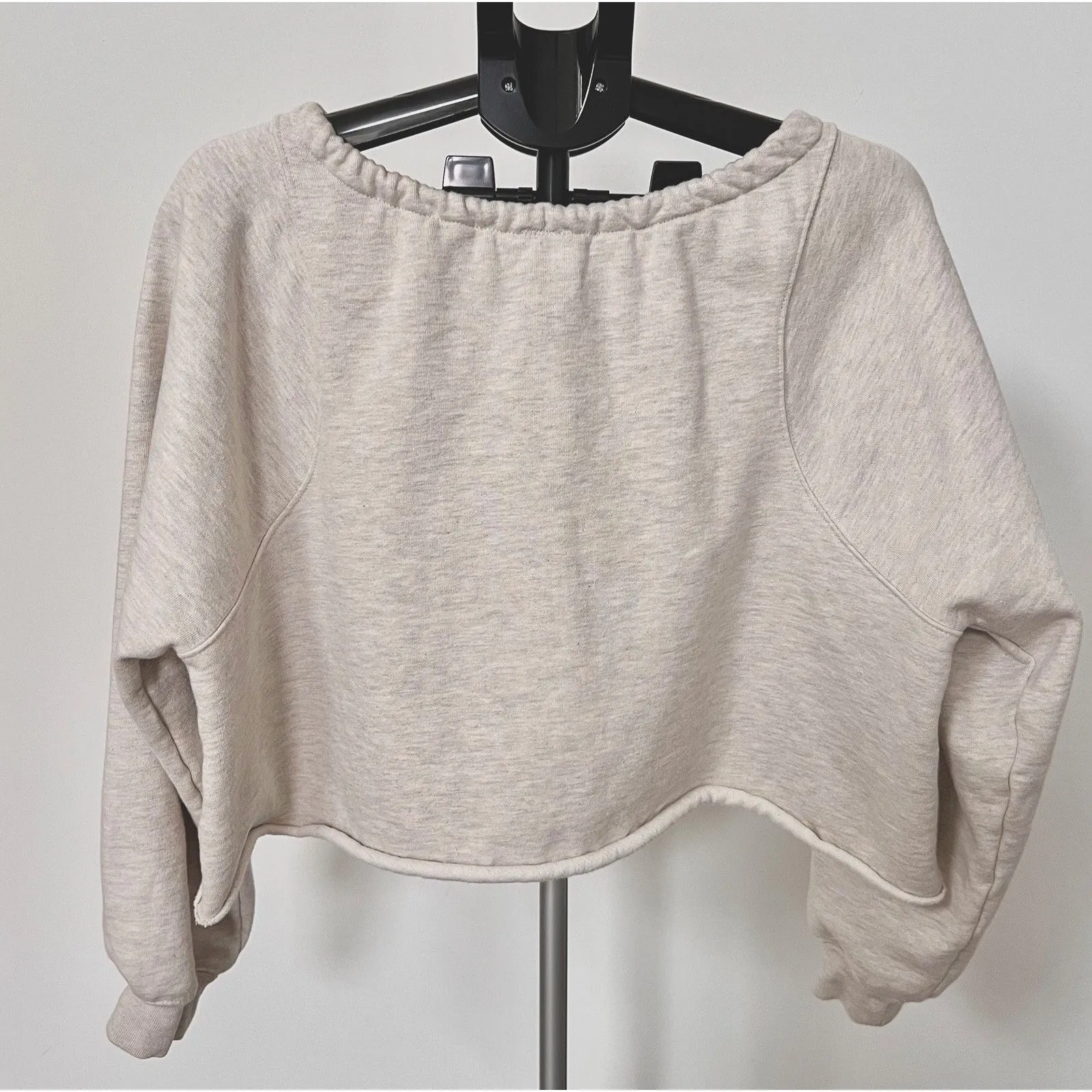 Free People Movement For The Win Oatmeal Beige Off-Shoulder Sweatshirt XS EUC - Image 6