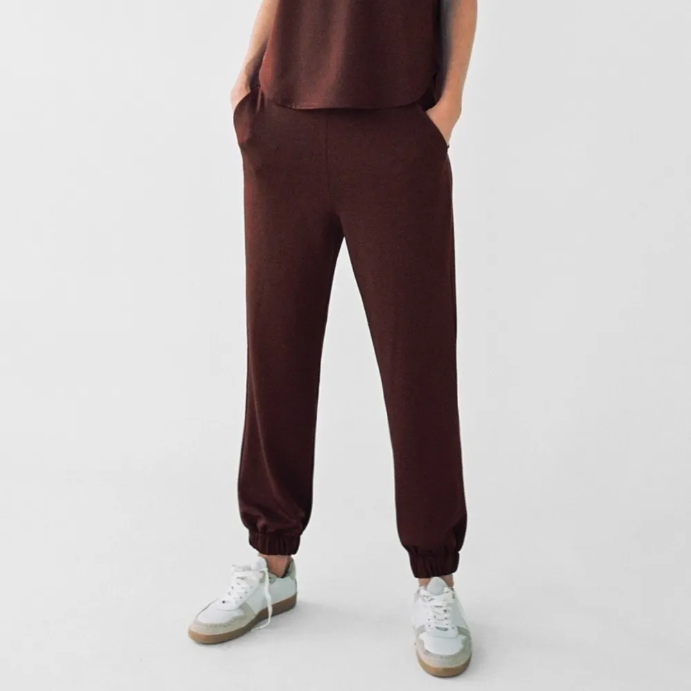 ZARA NWT‎  Serged Jogging Pants In Brown Size Small - Image 8