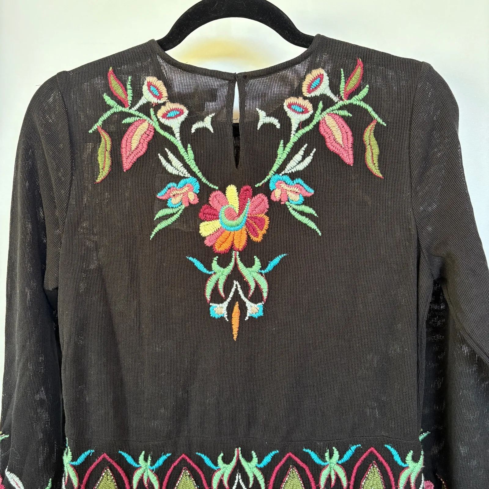 Zara Knit Beaded Embroidered Dress Boho Floral Wedding Guest Whimsygoth Small - Image 6