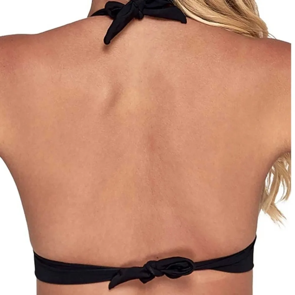 Jets by Jessika Allen Black 50s Moulded Halter Bikini Swim Bra Top Sz 10… - Image 3