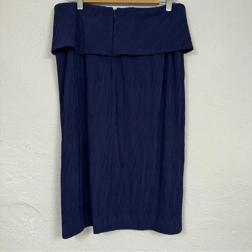 MM Lafleur Navy Blue Montgomery Pleated Skirt Womens 8 Lagenlook Designer Artsy - Image 8