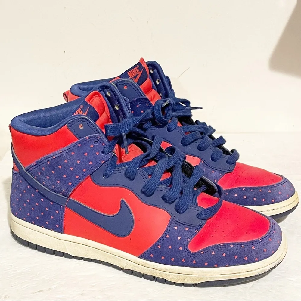 Nike Size 9 Dunk Hi Skinny Print Hyper Red Royal Blue Sail 543242-600 Sneaker - Image 3