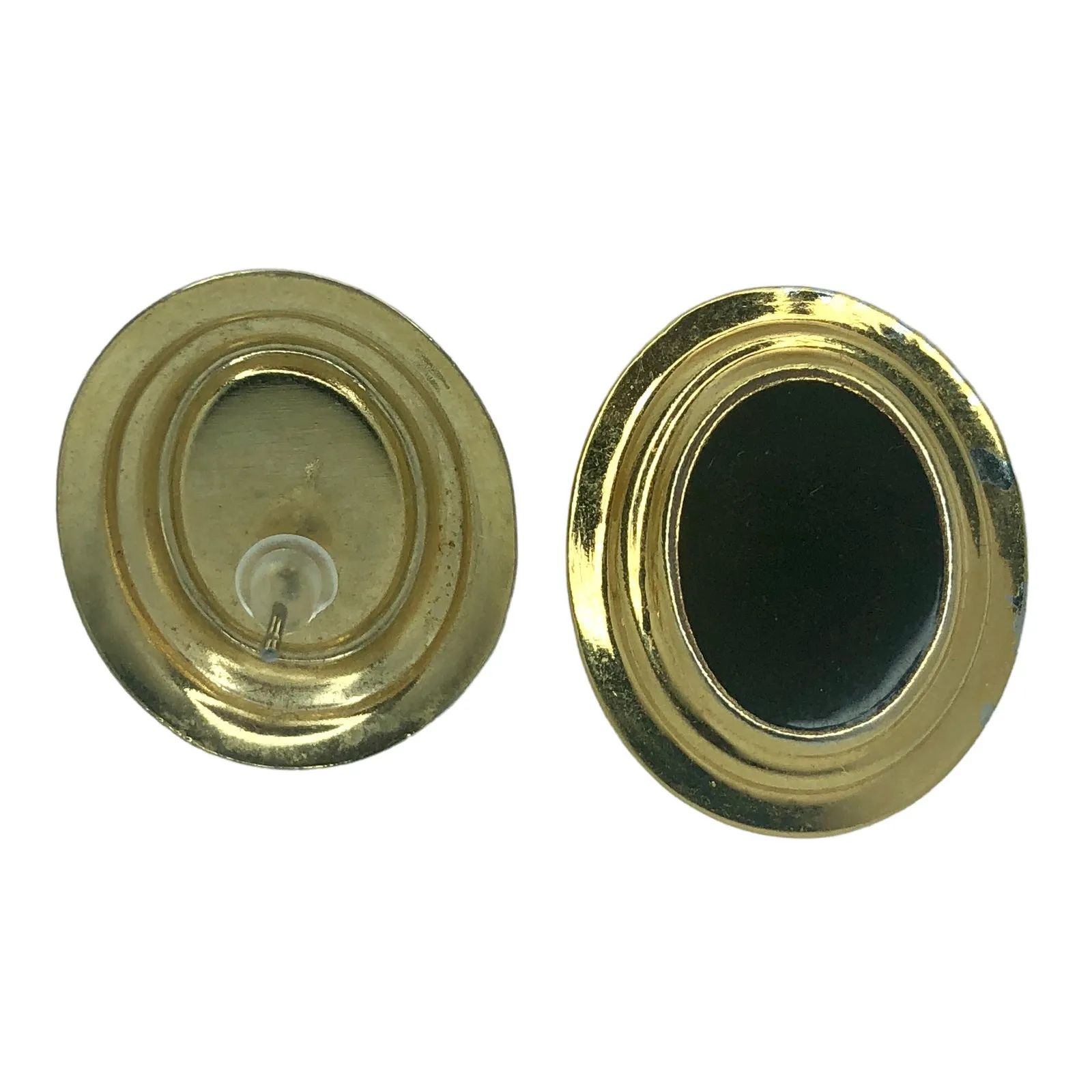 Vintage Gold and Black Oval Frame Earrings - Image 3