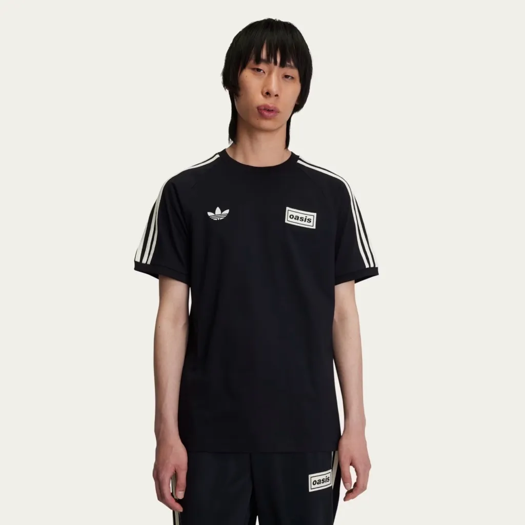 ADIDAS x OASIS Tour 3-stripes Crewneck Unisex Cotton Black T-Shirt Sz L - Image 3