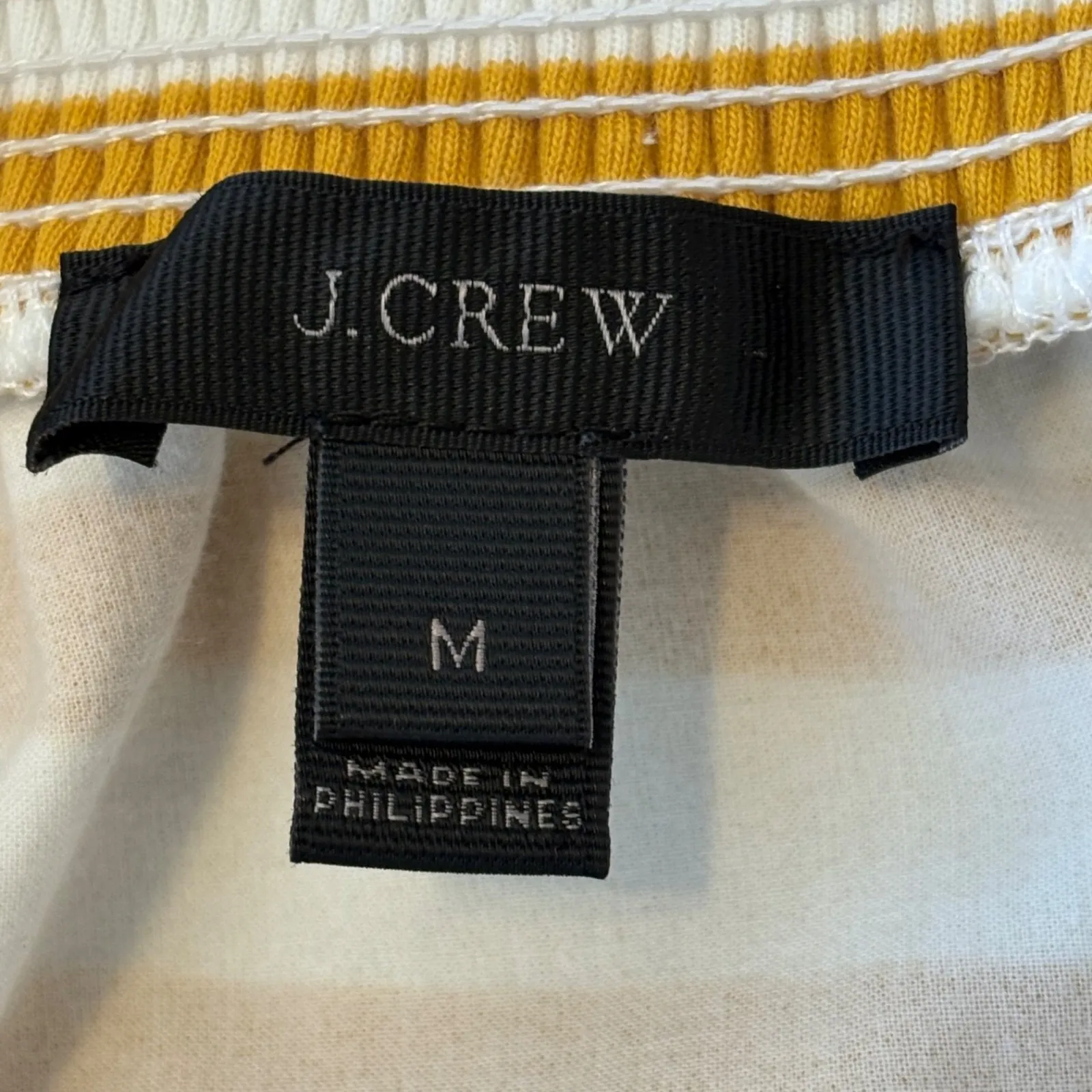 J Crew Womens‎ Cotton Stripe Printed Off The Shoulder Blouse Yellow White Size M - Image 7