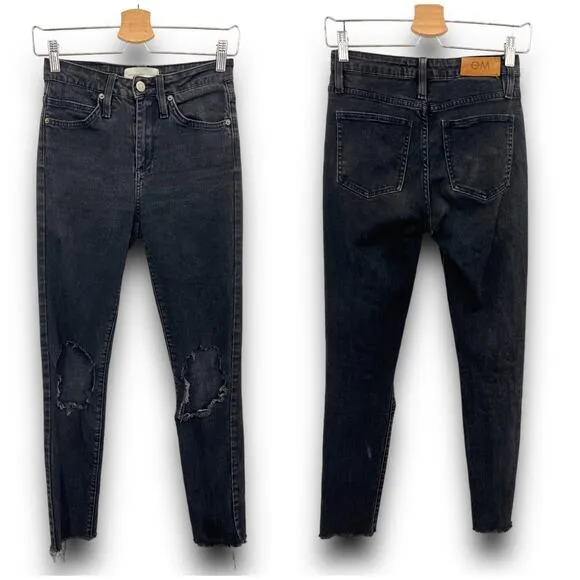 Objects Without Meaning 26x28 Short Distress Black Skinny Ankle Jeans High Rise Size 26 - Image 2