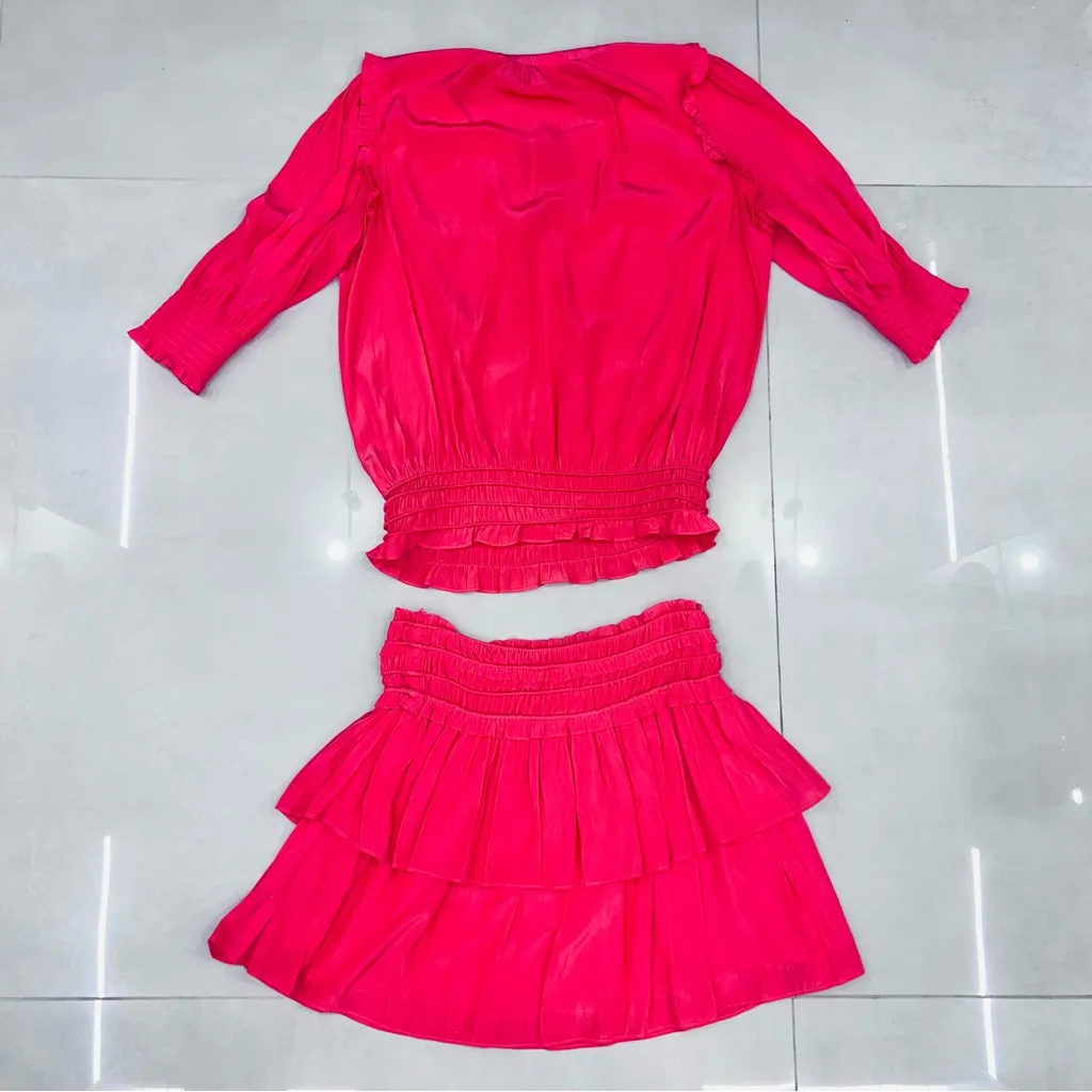 RAMY BROOK MERRY V-NECK SHORT-SLEEVE BLOUSE IN PUNCH AND JANE MATCHING SKIRT - Image 14