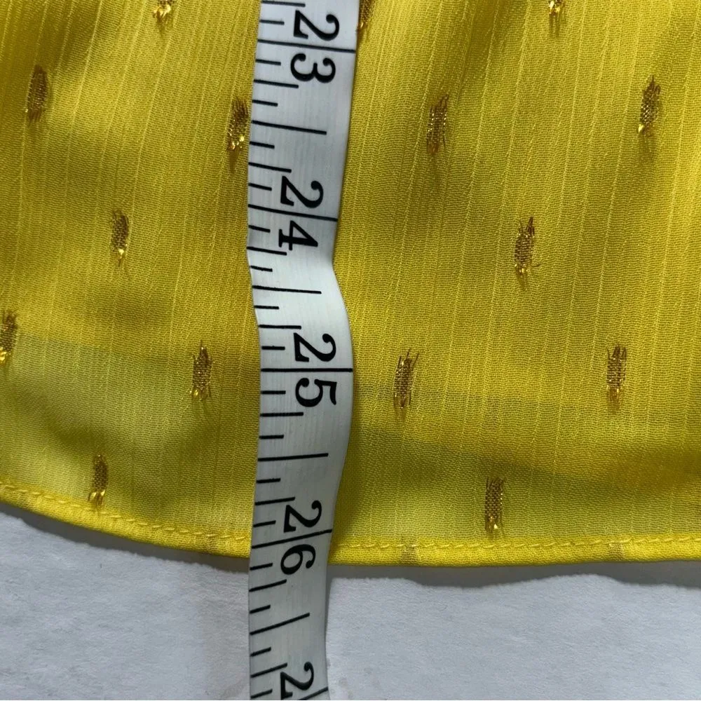 INC Metallic Clip Dot Sleeveless Tie Neck Yellow Sleeveless Top Women's Size XL - Image 10