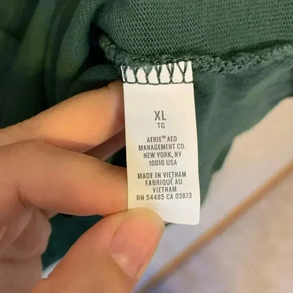 Aerie green tie strap sweatshirt sz XL *flaw comfy cozy loungewear athleisure - Image 6