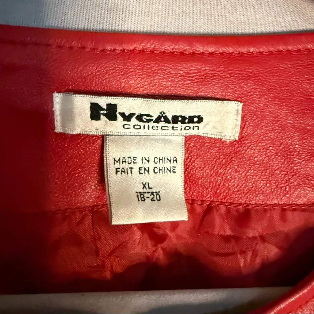 Nygard Collection Red‎ Real Leather Ribbon Knit Jacket XL Plus Size XL Goth Punk Brown - Image 3