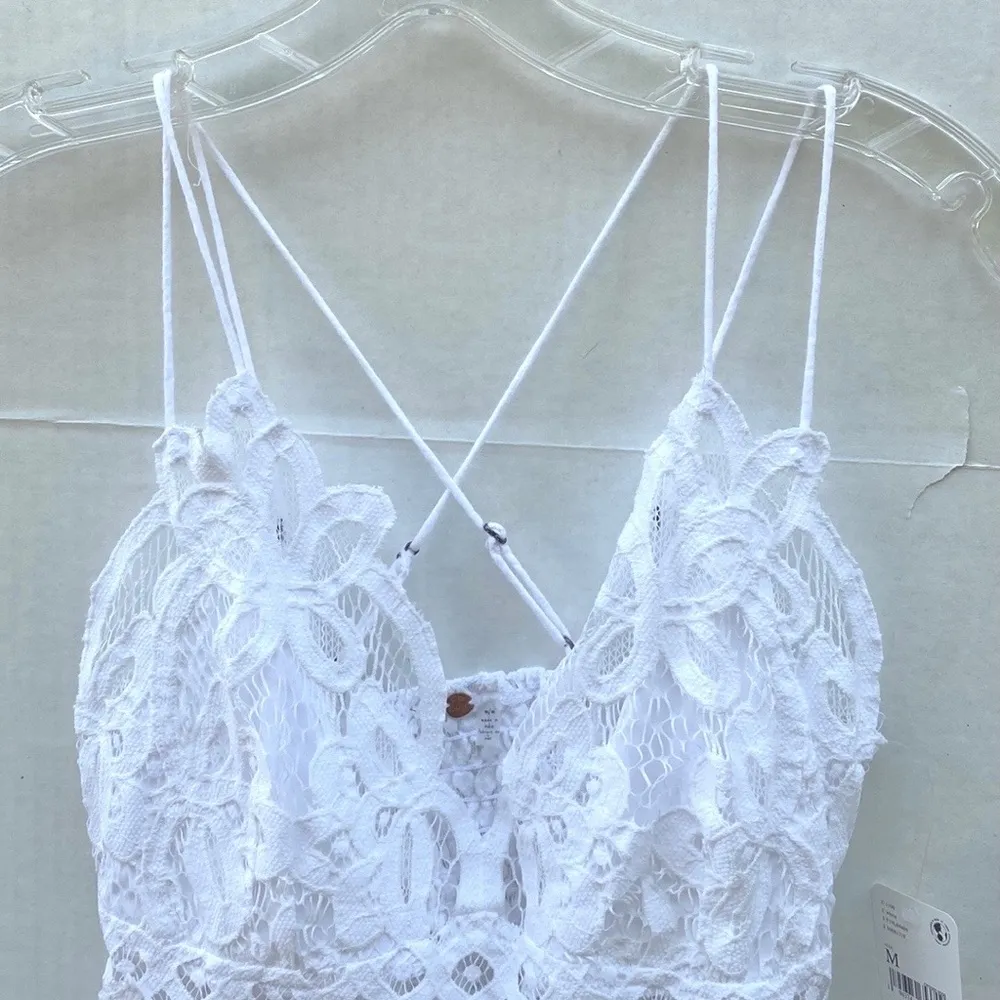 NWT Free People Womens XS white Adella lace crotchet cross strap cami top - Image 6