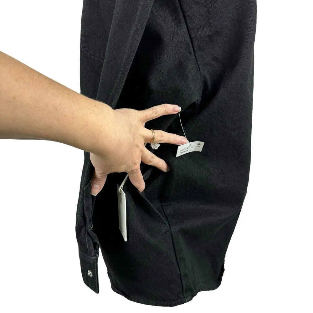 Good American Black Denim Shacket Jacket Oversized Size 1/2 Minimalist GWS999P - Image 10