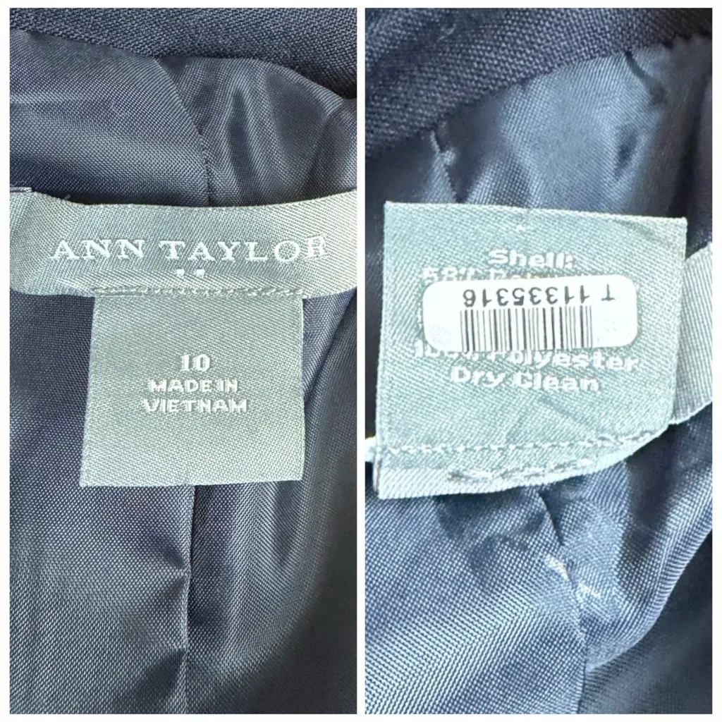 Ann Taylor Blazer Black Tailored Button Front 3/4 Sleeves Jacket Women’s Size 10 - Image 12