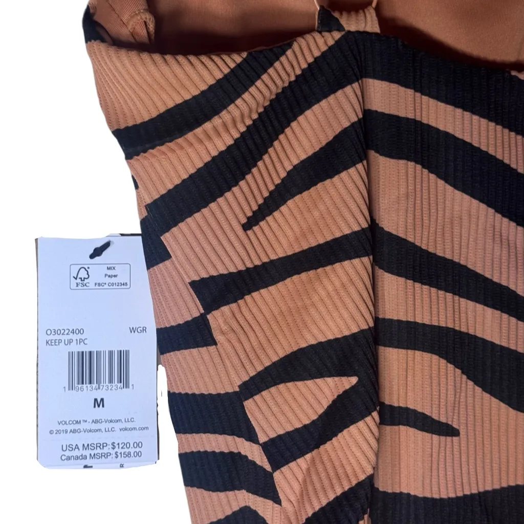 NWT Volcom Zebra Print One-Piece Swimsuit - Med - Image 5