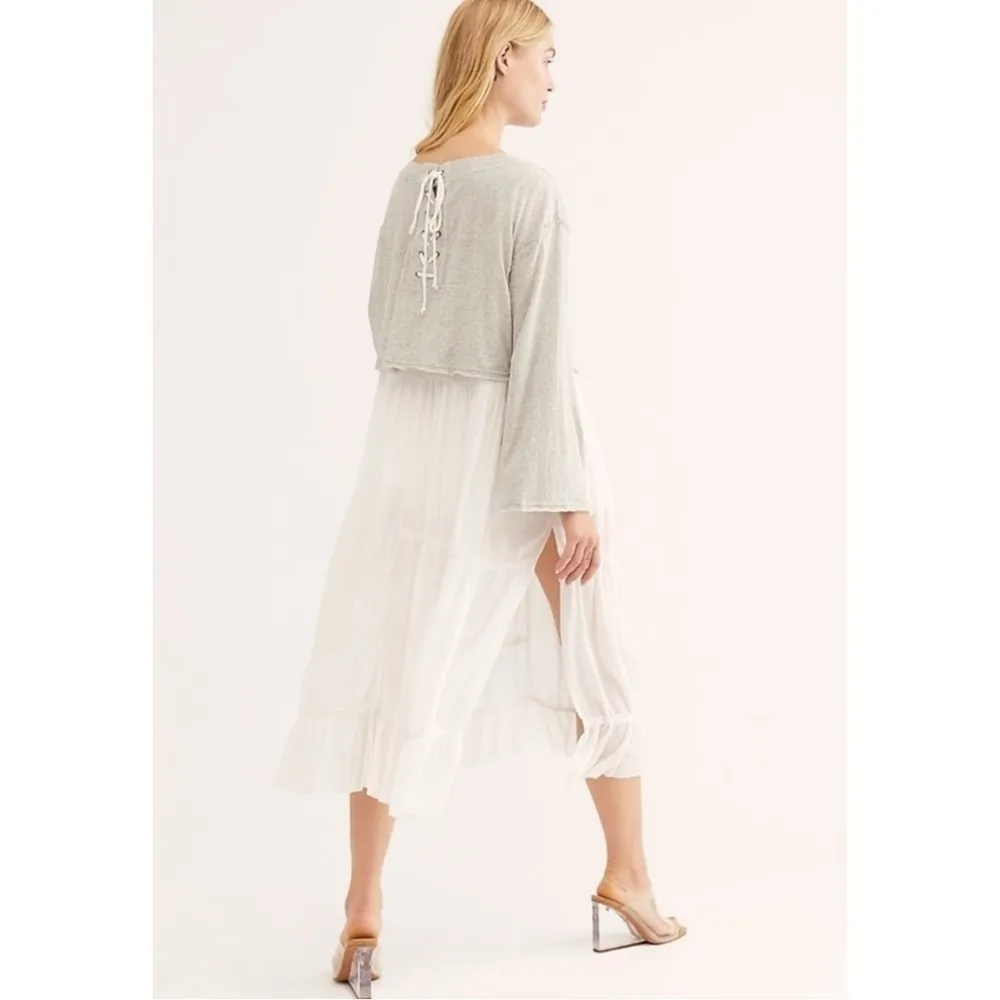 Free People Ethereal Dainty Fairy Layered Tunic Midi Dress Size XS NWT Neutral - Image 4