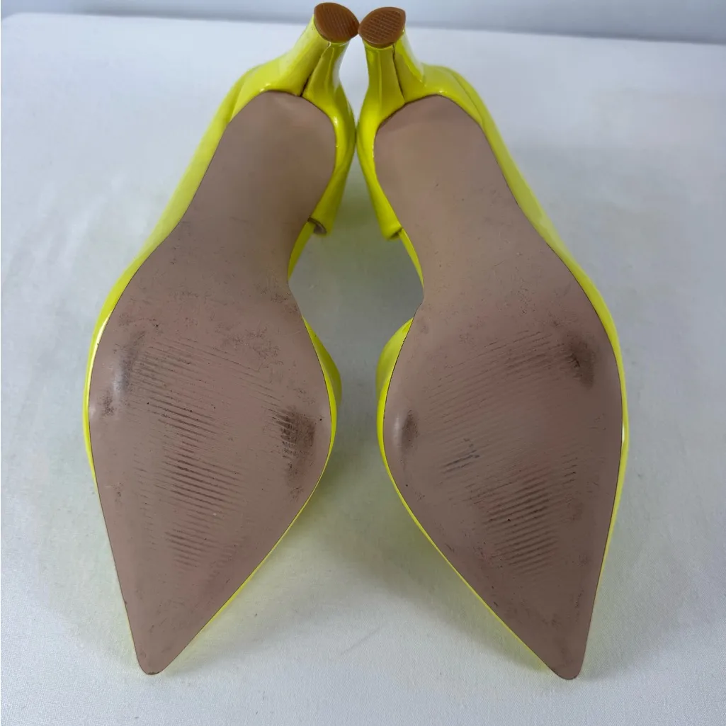 Steve Madden Vegan Patent Leather Point Toe Heels in Bright Yellow Size 8 - Image 12