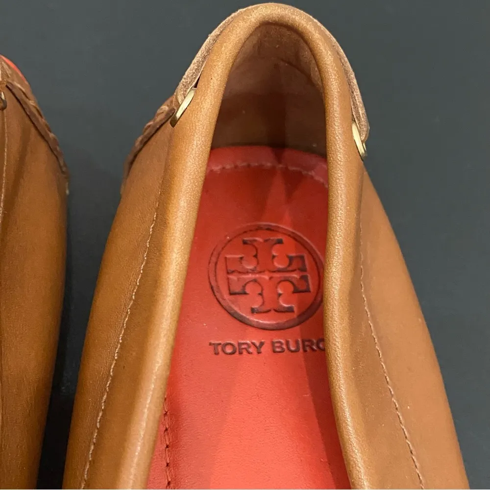 TORY BURCH Ashby Royal Tan Leather Loafers Driving Shoes Size 7 - Image 6