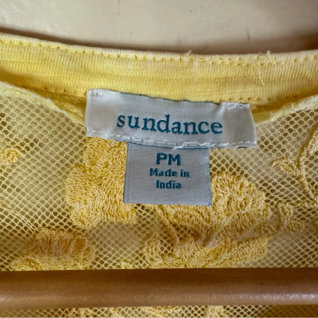 Sundance‎ Lace Embroidered Yellow Tank Size Petite Medium Cottage Boho Travel - Image 2