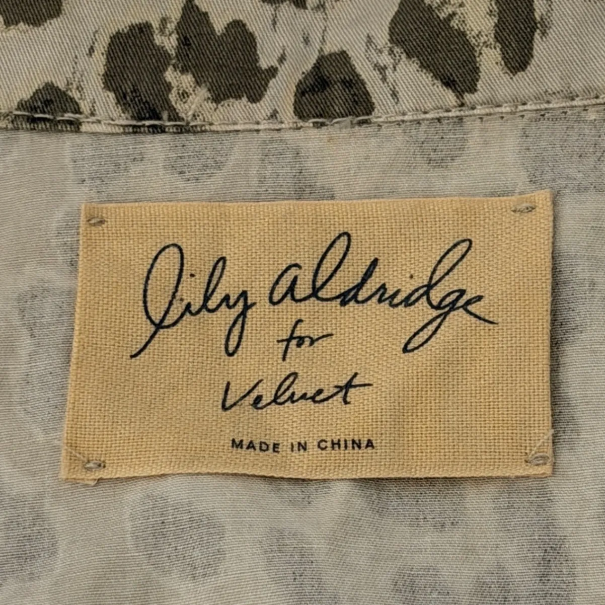 Lily Aldridge for Velvet Leopard Print Utility Jacket Sz Med Career Office Siren Tan - Image 3