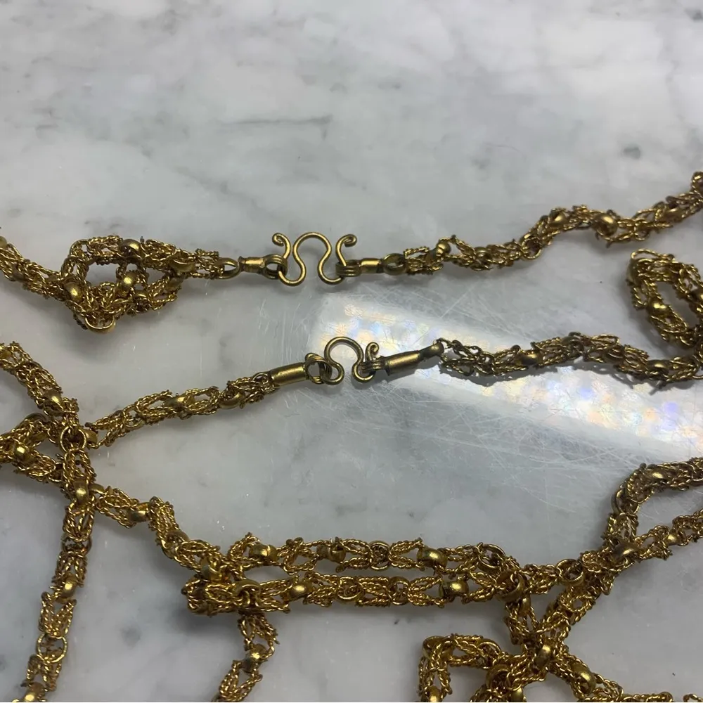 Set Of 2 42” Byzantine solid Brass Link Necklaces VTG Gold - Image 4