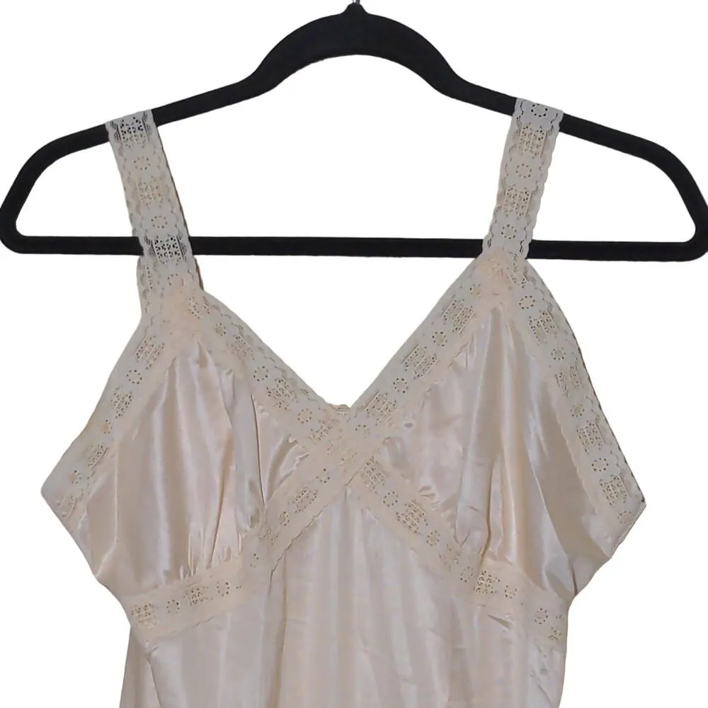 Vintage Bradley Cream Full Slip Slipdress Lace Trim VTG Size 36 (approx. M) - Image 2