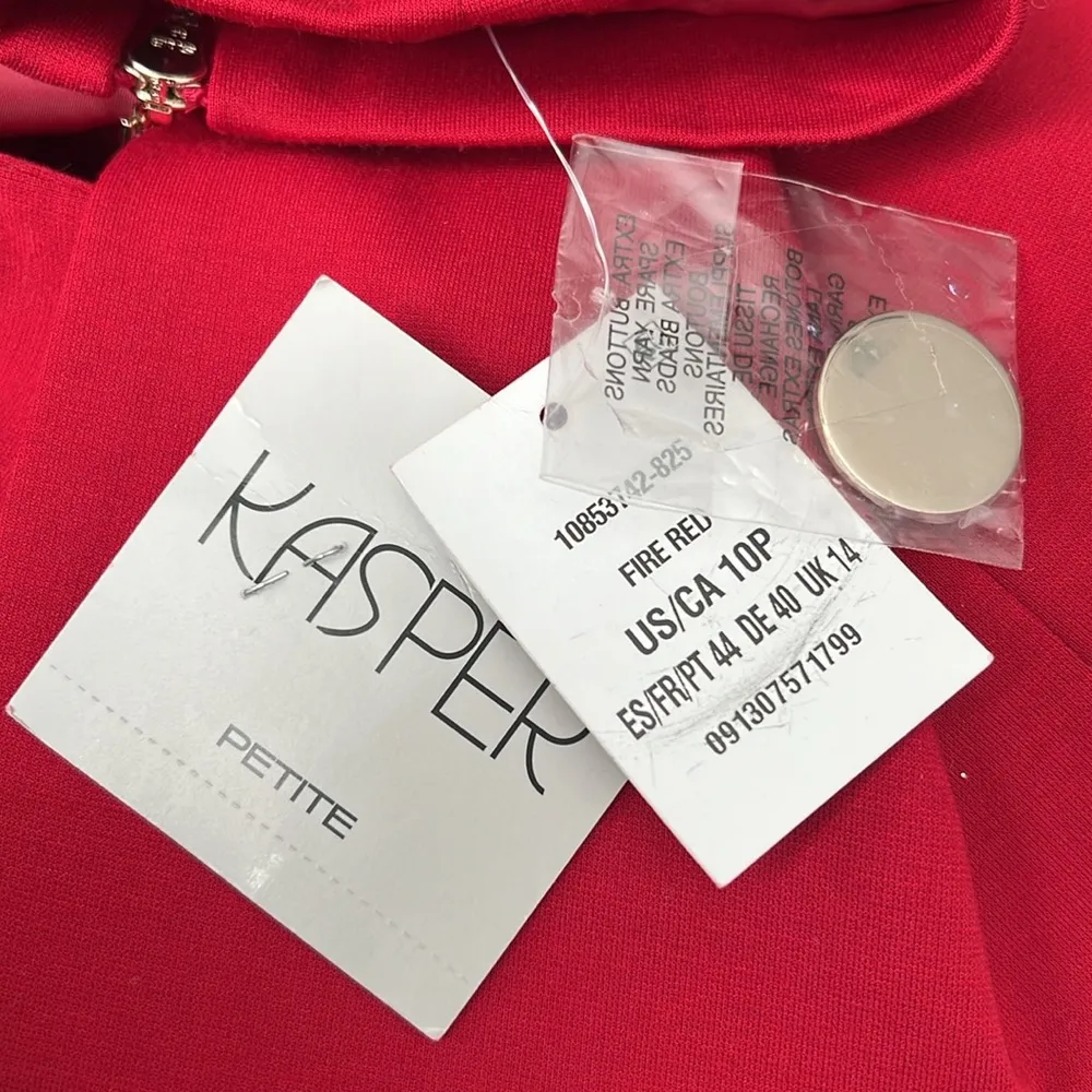 Kasper Zip Cuff Notched Collar One-Button Blazer in Red Petite Size 10, New $129 - Image 13
