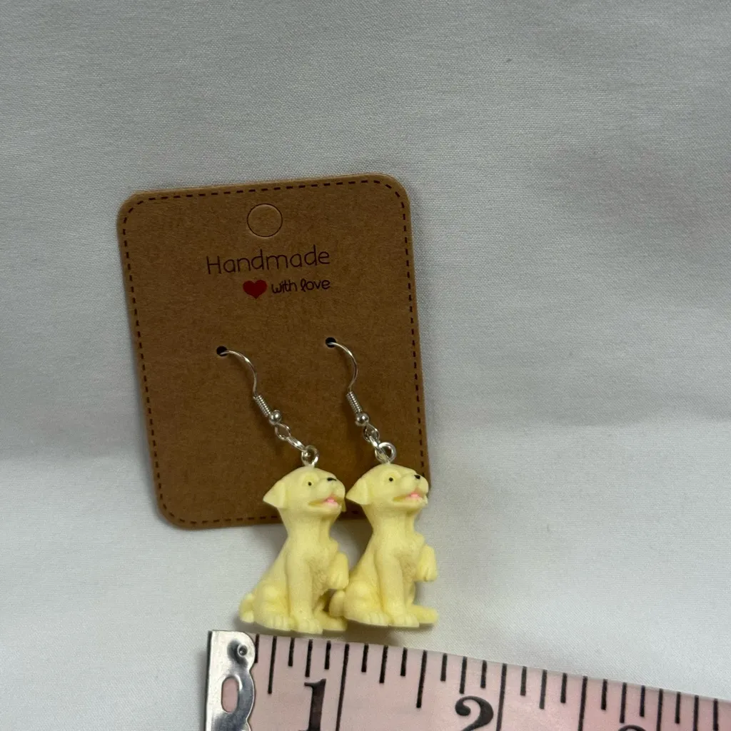 Handmade Labrador Dog Earrings Yellow - Image 2