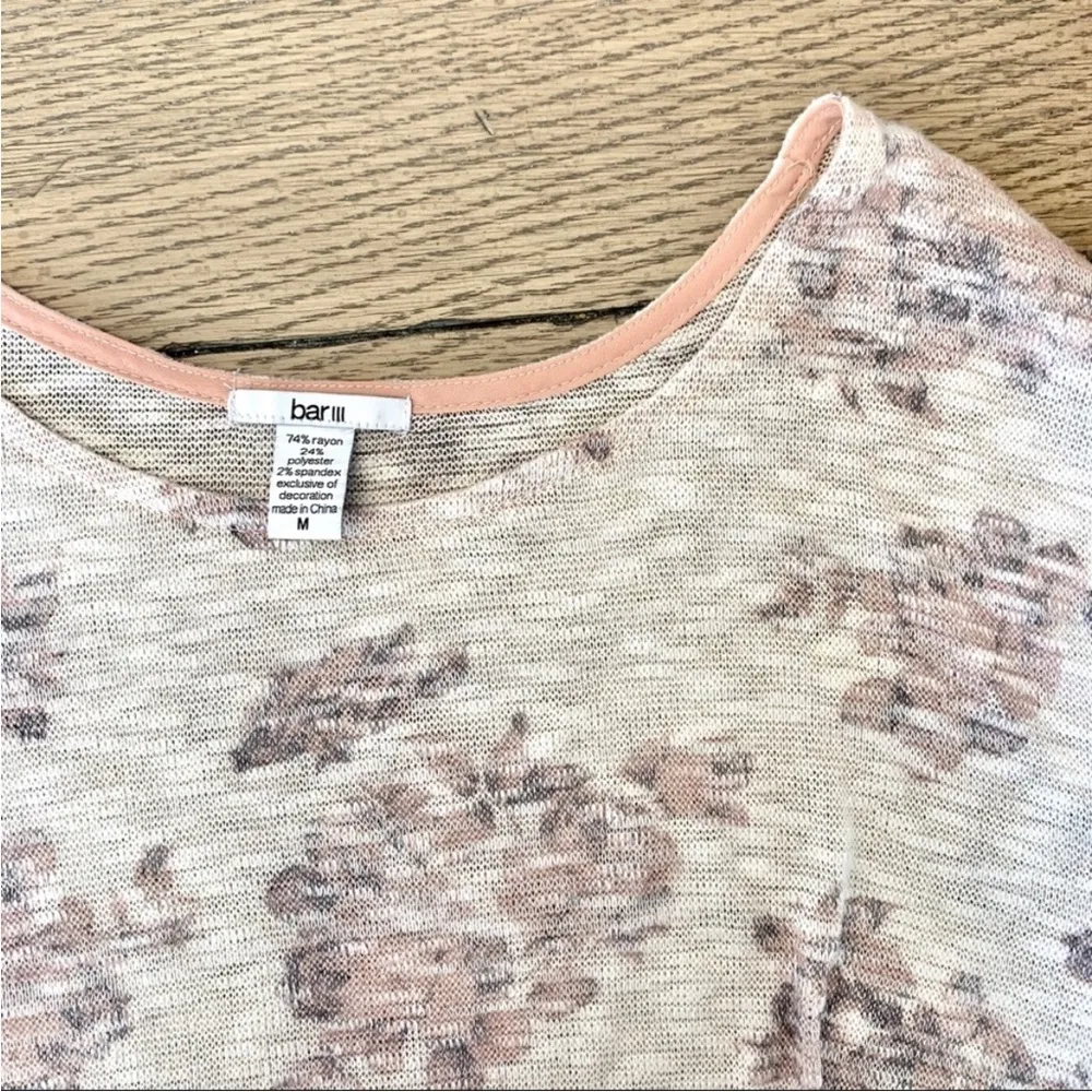 Bar III Floral Print Long Sleeve Scoop Neck Top M - Image 3
