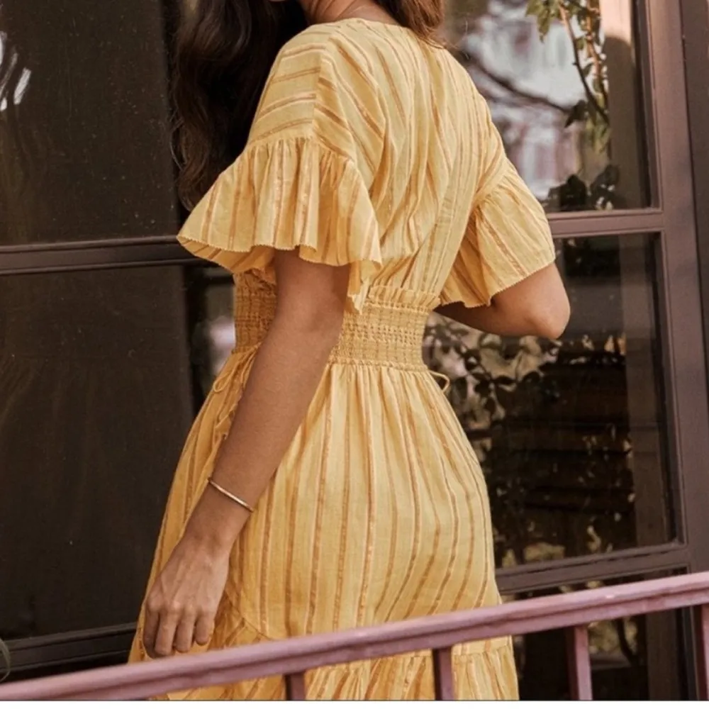 SAYLOR Metallic Stripe Smocked Waist Sundress Medium - Image 9