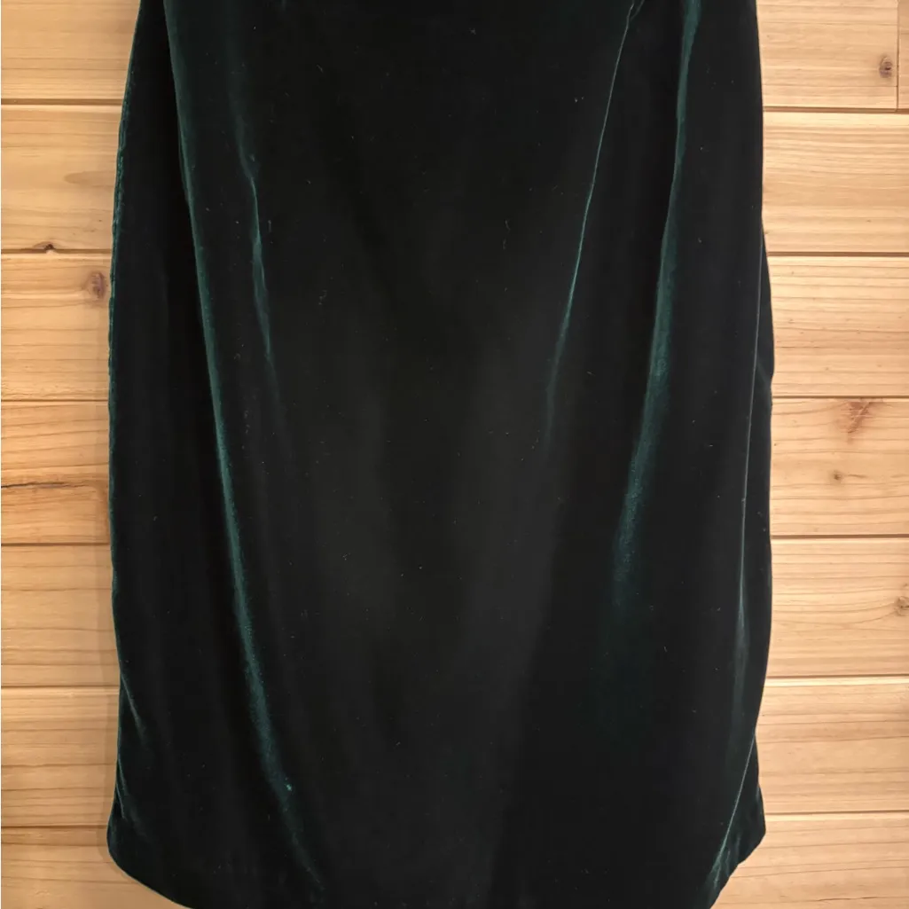 Vintage Hollywood Nites Medium Green Crushed Velvet Off Shoulder Dress Christmas - Image 5