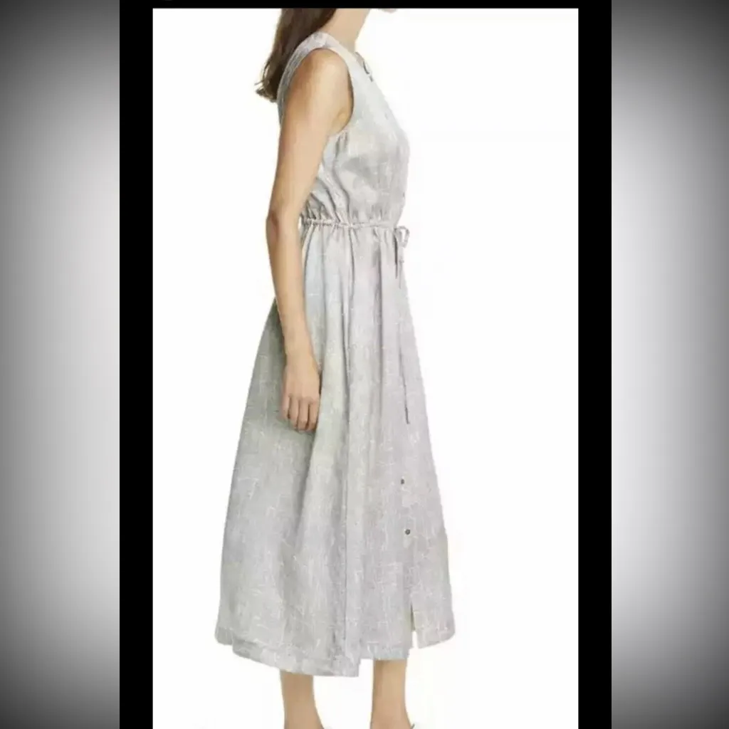 Eileen Fisher Drift Silk & Cotton Sleeveless Drawstring Waist Dress Size Medium - Image 2